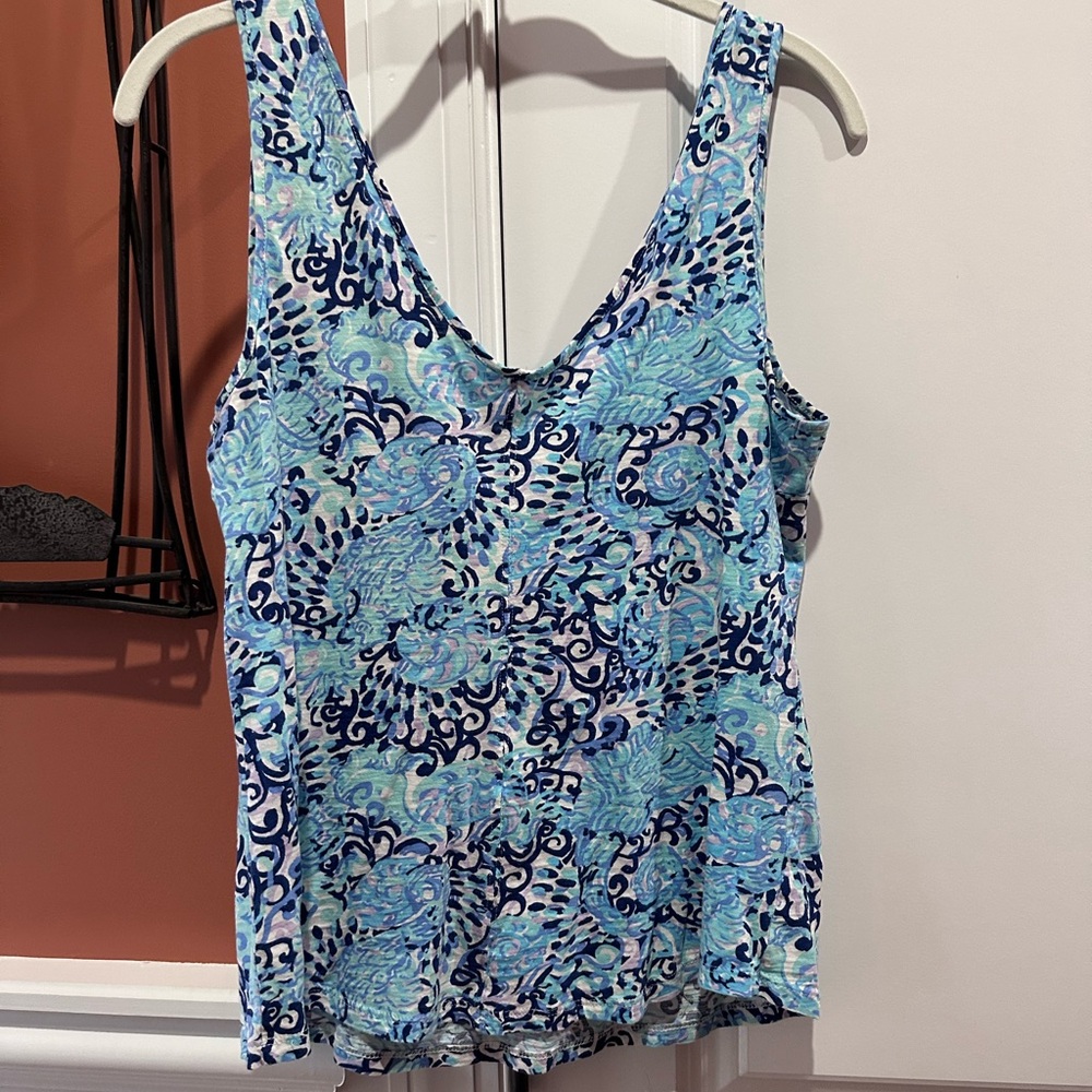 Lilly Pulitzer Gigi Tank Top - Light Aqua Spritz - Size Small